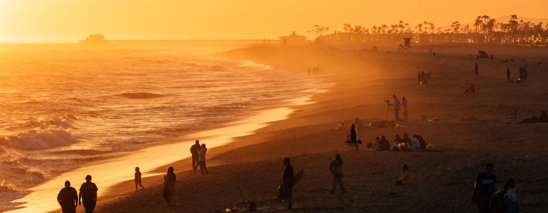 a group of people on a beach